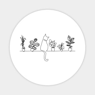 Cat and Plants Magnet